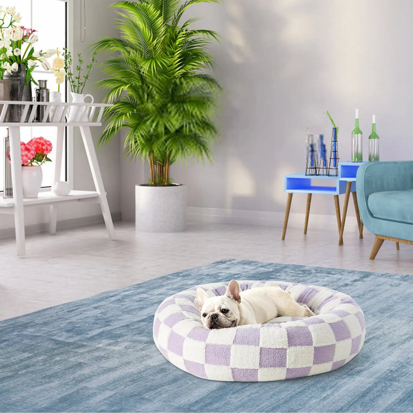 Round Donut Pet Bed With Raised Edges For Small Pets