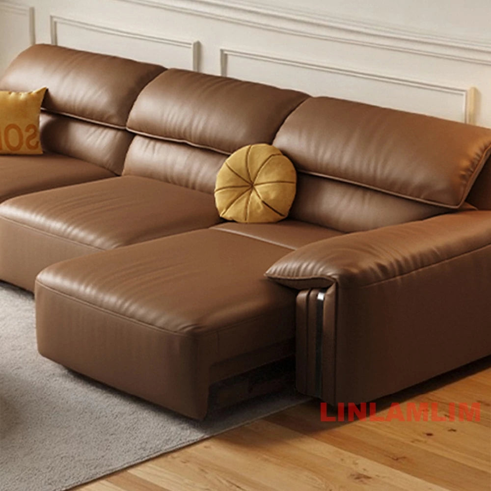 MINGDIBAOCN Modern Convertible Genuine Leather Sofa Bed With Electric Sleeper