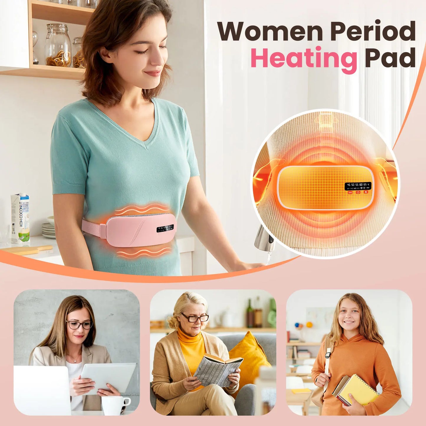 Electric Menstrual Heating Vibration Waist Massage Belt