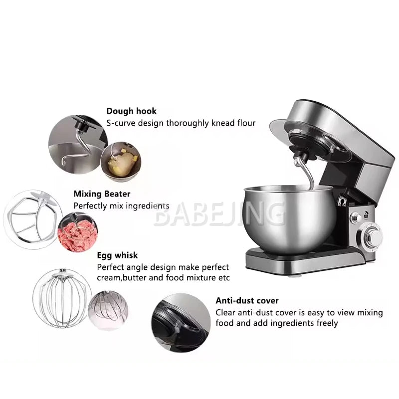 BABEJING 1200W Kitchen Mixer Electric Stainless Steel Kneading Machine