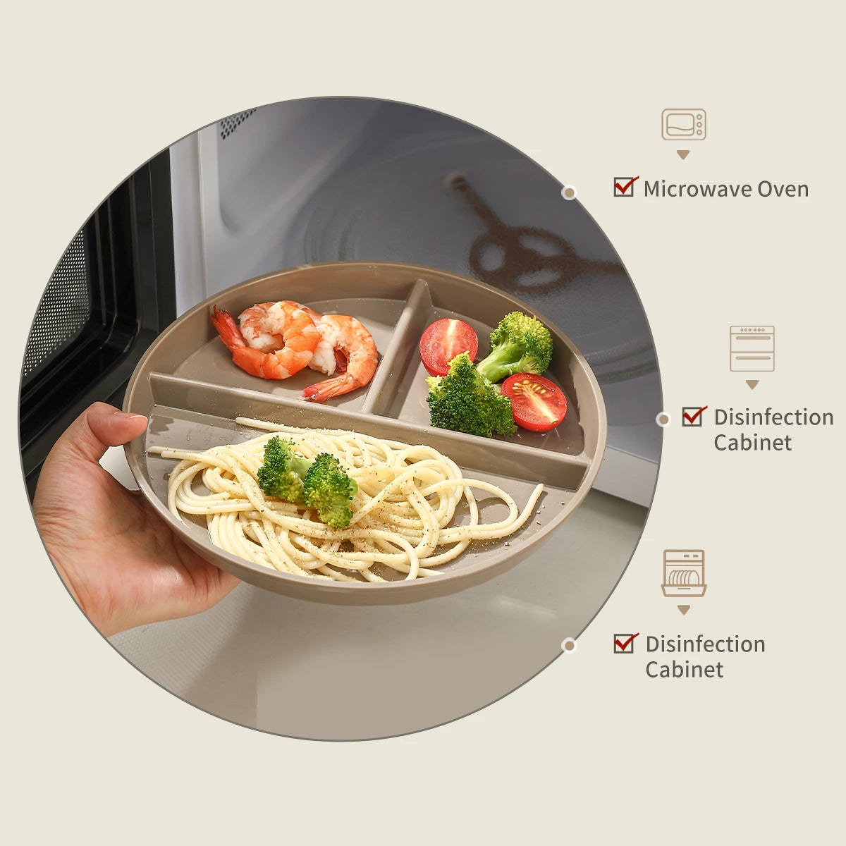 Round Plastic Divided Dinner Plate For Everyday Use