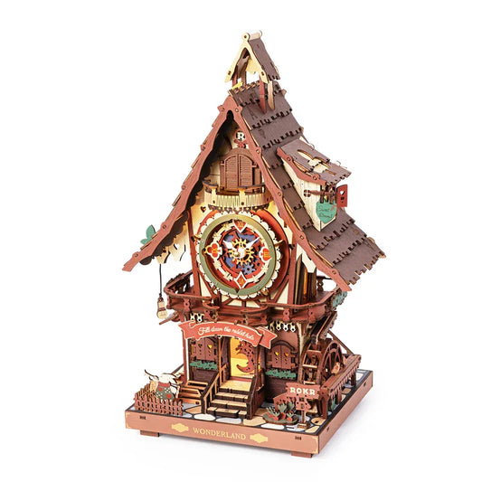 Robotime Rokr 3D Wooden Puzzle Cuckoo Clock Kit Working Bird