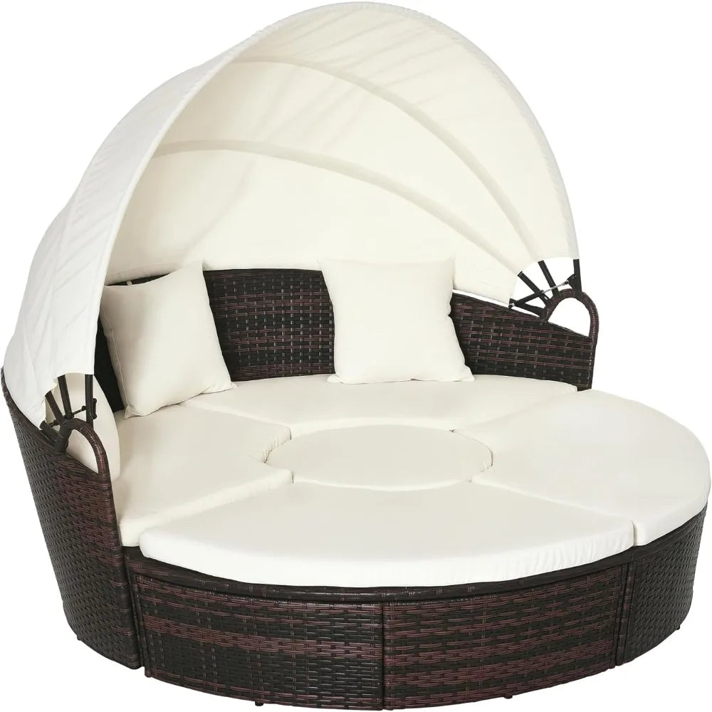 Round Convertible Daybed With Cushions