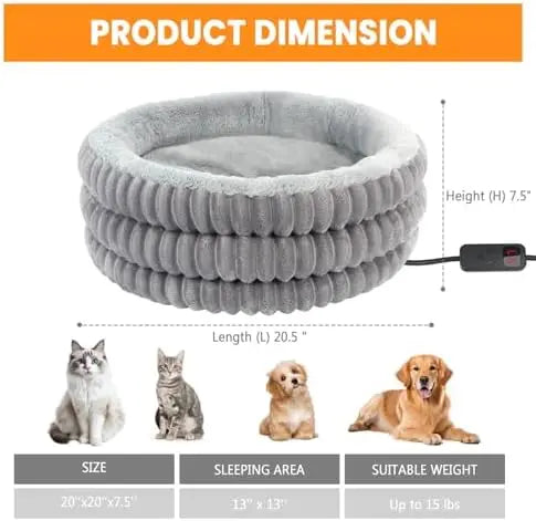 XMSJ Heated Cat Bed Indoor Donut for Cats and Small Dogs