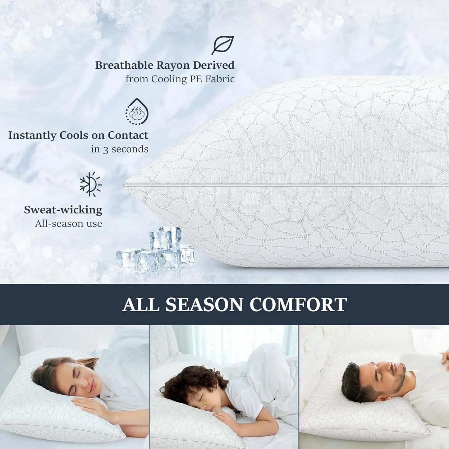 Breathable Premium Down Alternative Pillows Set of 2 for All Sleepers