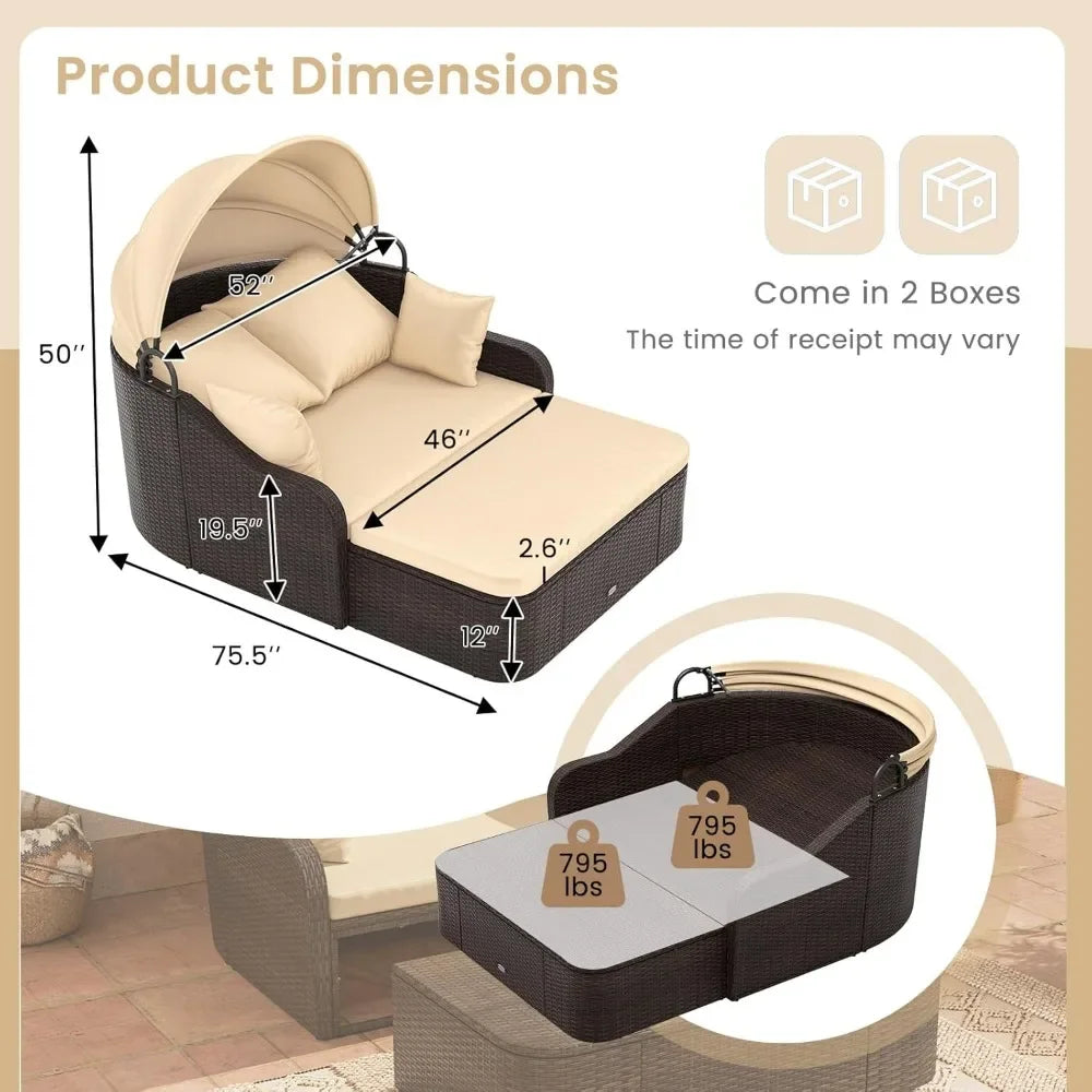 Outdoor Daybed With Retractable Canopy