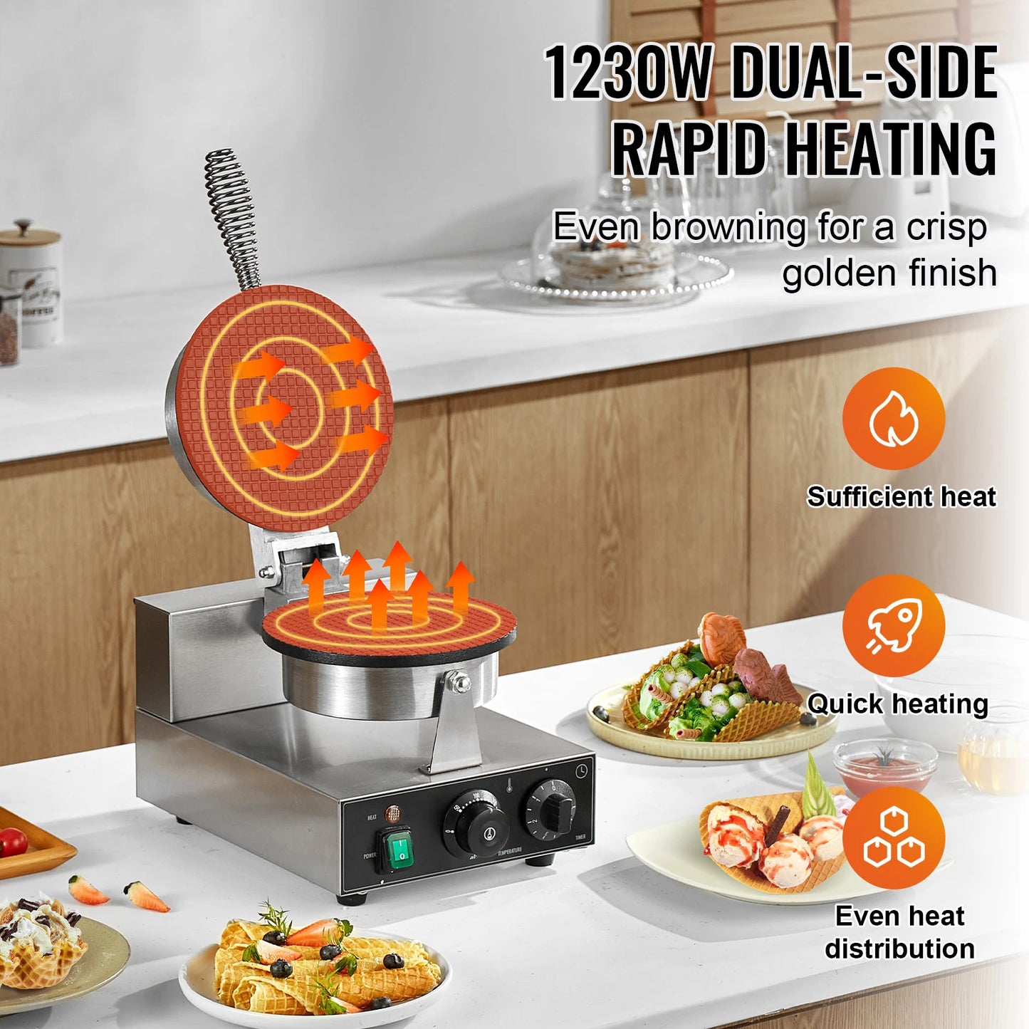 SucceBuy Electric Ice Cream Cone Maker Commercial Nonstick Cone Machine