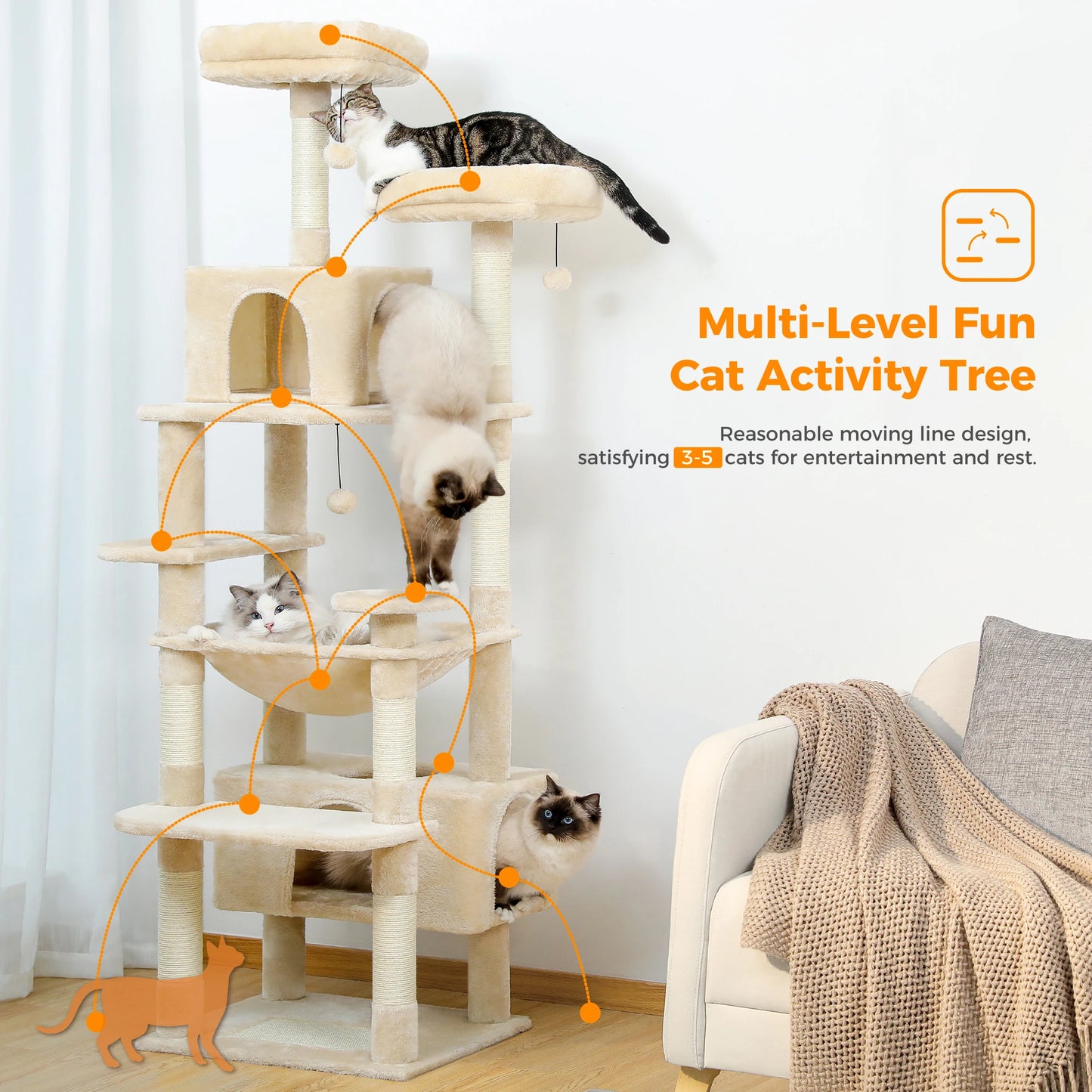 PAWZ Road Cat Tree Tower With Sisal Scratching Posts