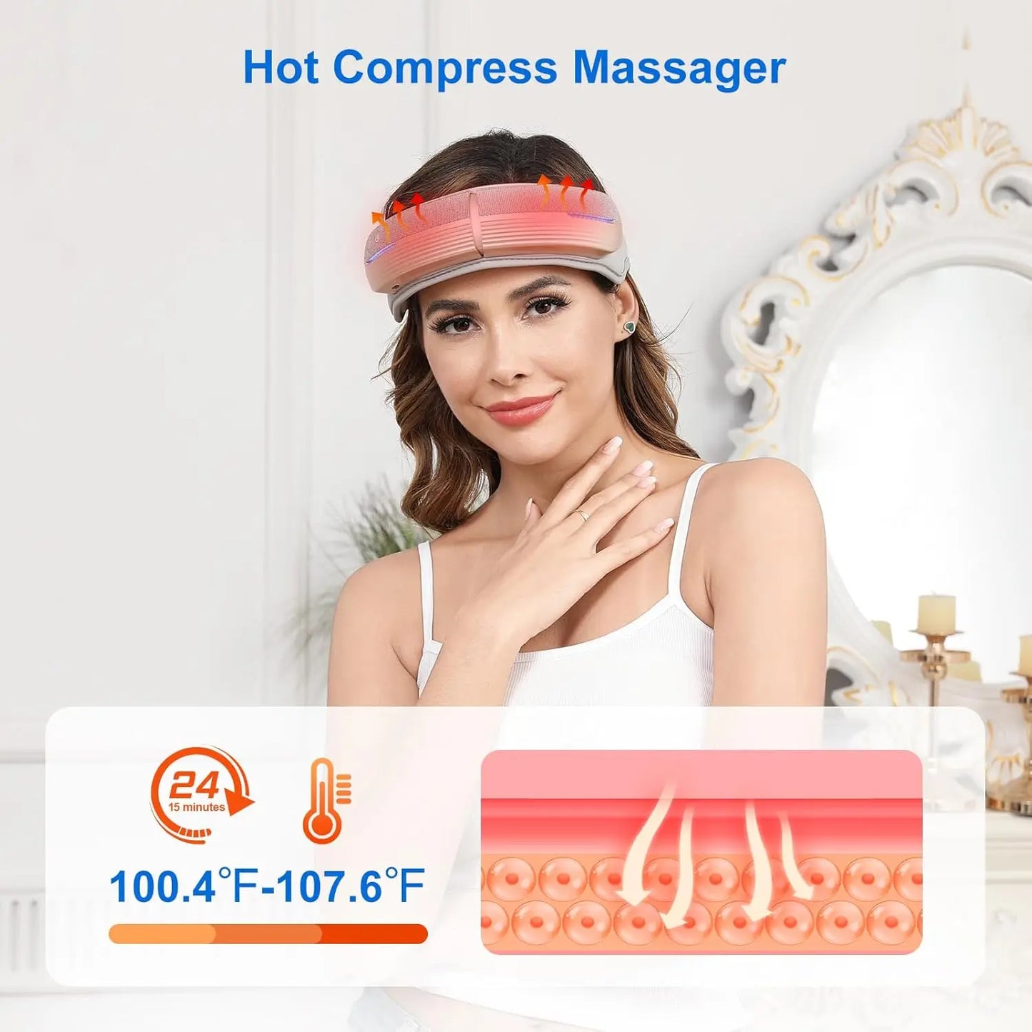 HOMEMASSA Portable Electric Head Massager With Heat Bluetooth