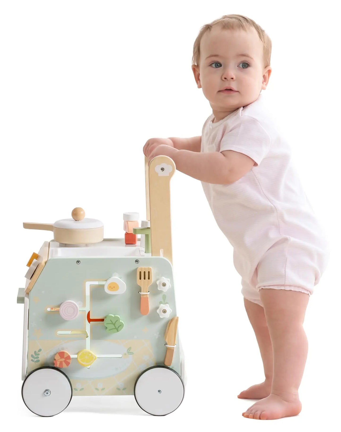 Robotime ROBUD Wooden Baby Push Walker Montessori Adjustable Height