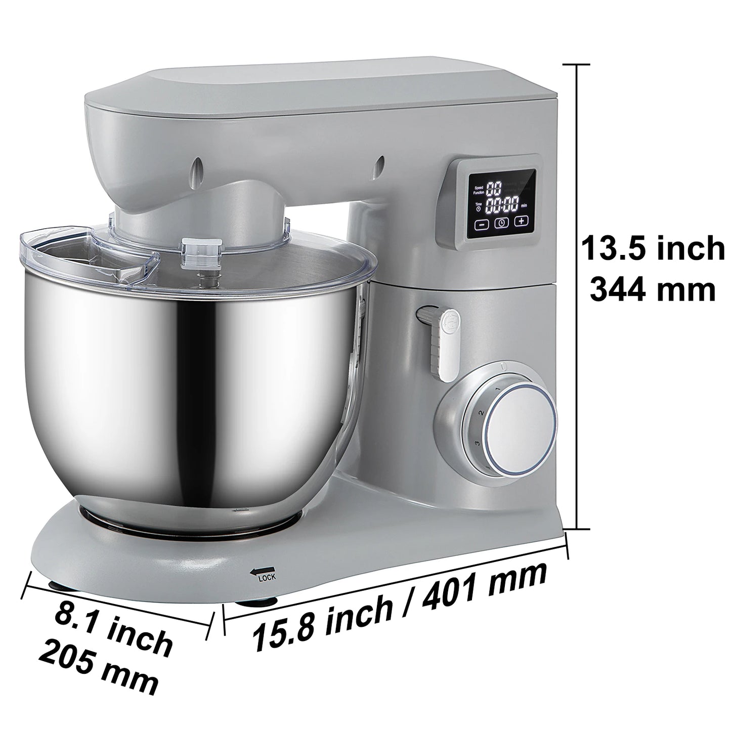 VEVOR Stand Mixer 660W 6 Speeds LCD Touch Panel Stainless Bowl