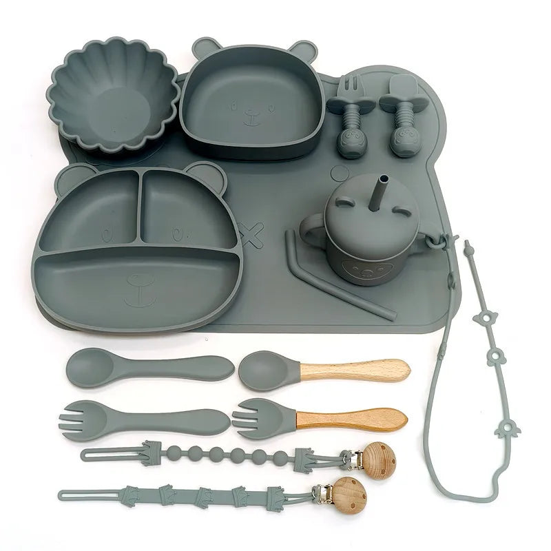 Silicone Meal Plate With Compartments And Suction Cups