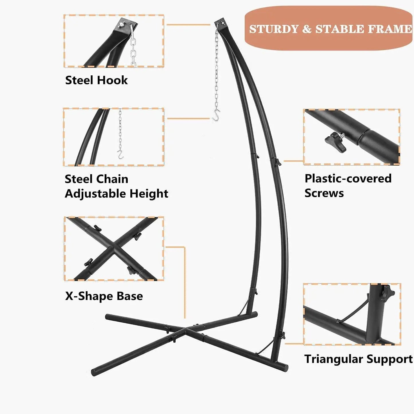 Hammock Chair Stand With Swing Chair And LED Lights