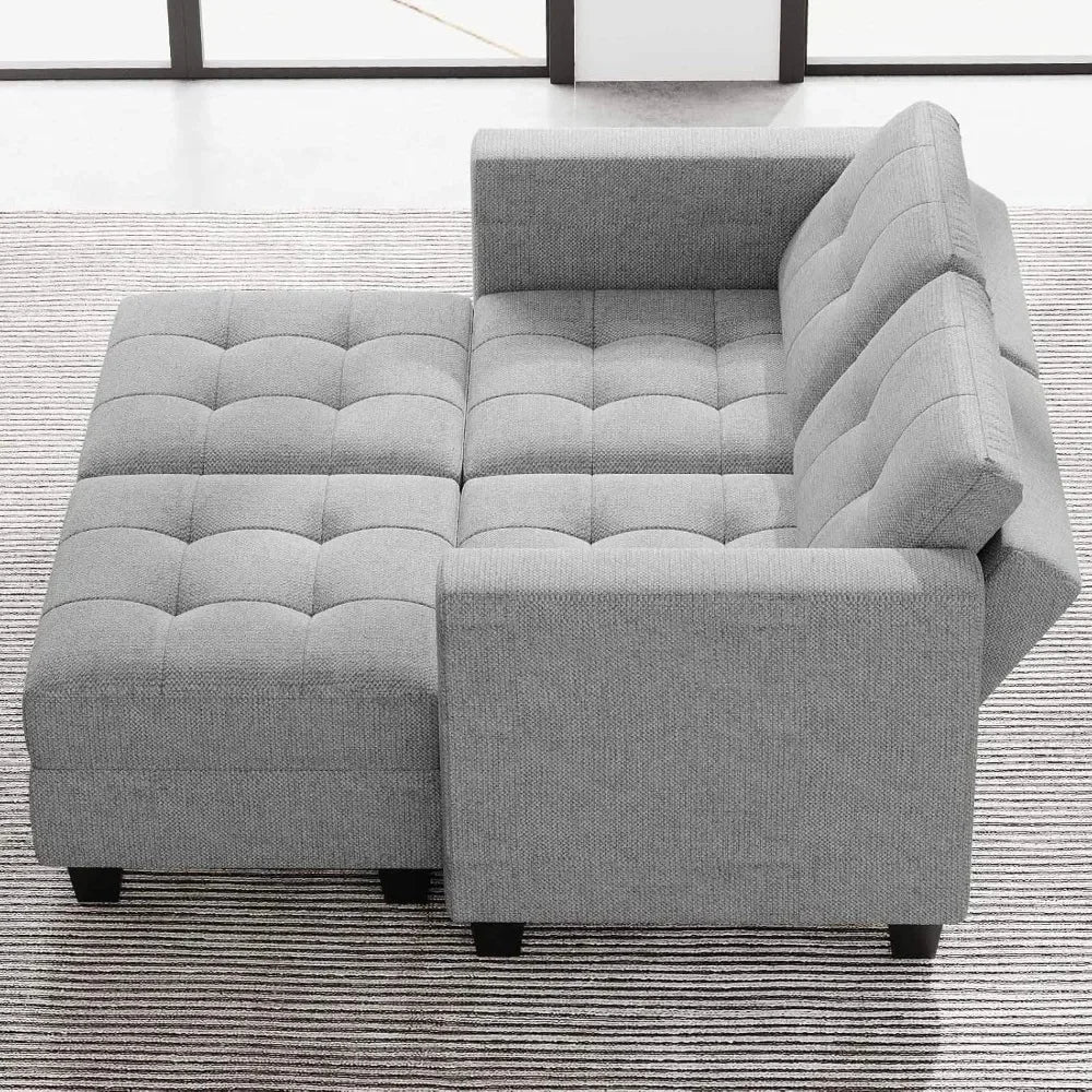 XMSJ Modern L-Shaped Sectional Sofa With Storage Ottoman