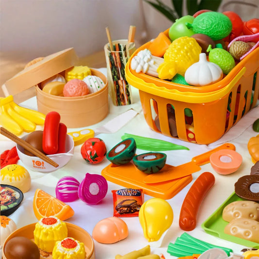 Vegetable Cutting Toys Set for Kids Safe Kitchen Pretend Play