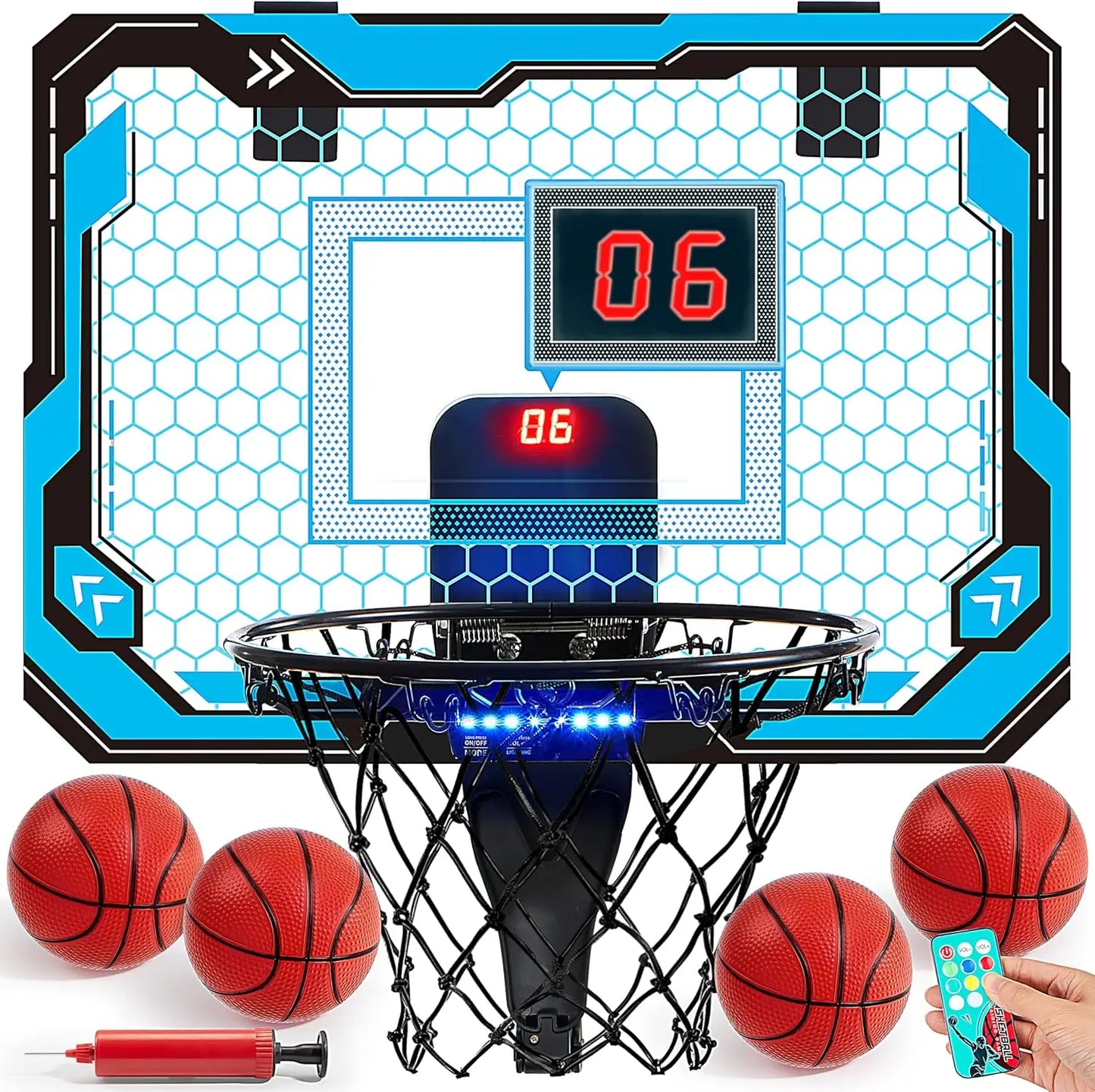 Joyfy Mini Indoor Basketball Hoop Over Door For Kids Scoreboard