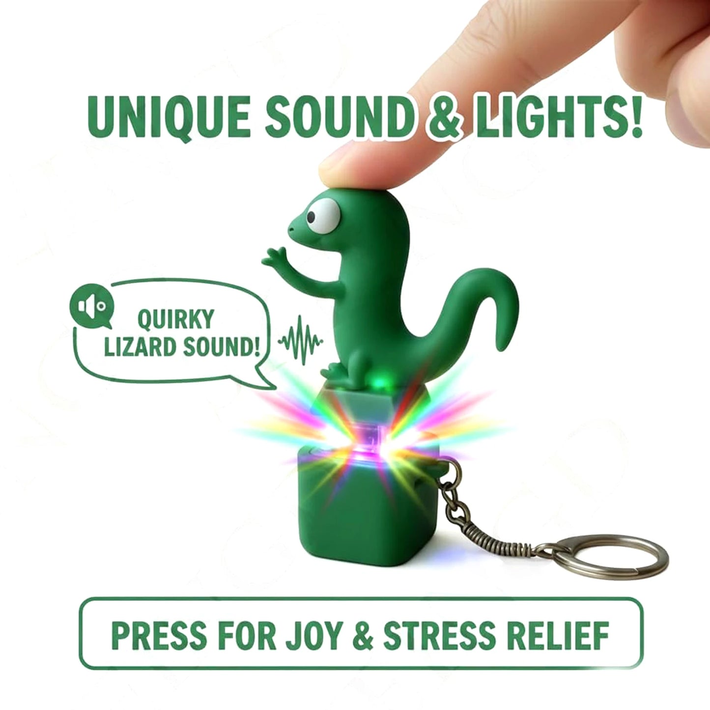 1-5PCS Lizard Fidget Keychain with LED Light & Squeeze Sound Funny Stress Relief Sensory Toy Rechargeable Keyring for Adult Kid