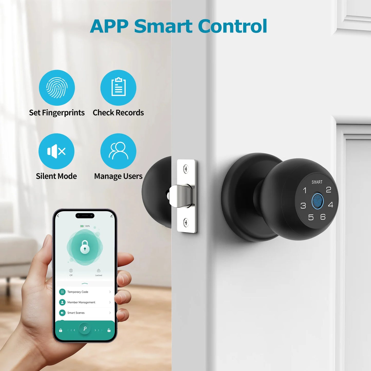 Viladepot Ball Shaped Smart Lock Fingerprint App Control