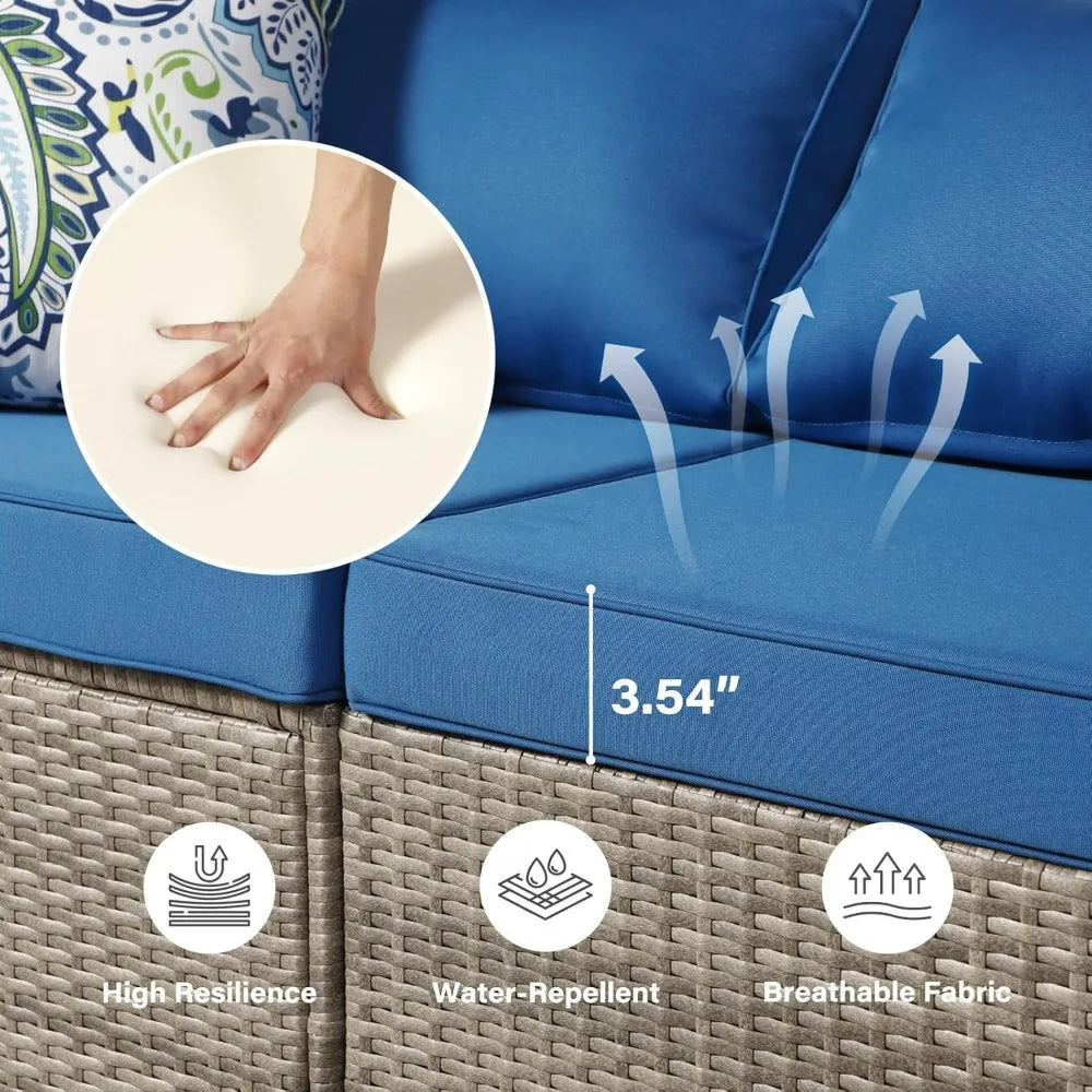 Modular Outdoor Sofa Set With 2 Pillows For Patio Use