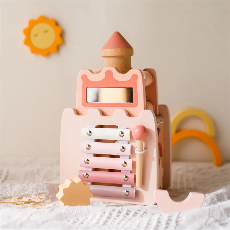 Wooden Montessori Rocket Castle Blocks Puzzle For Baby Education