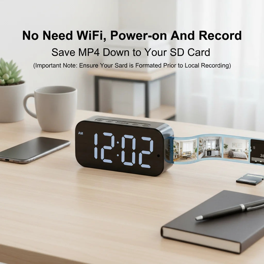 1080P HD WiFi Alarm Clock Security Camera Motion Detection