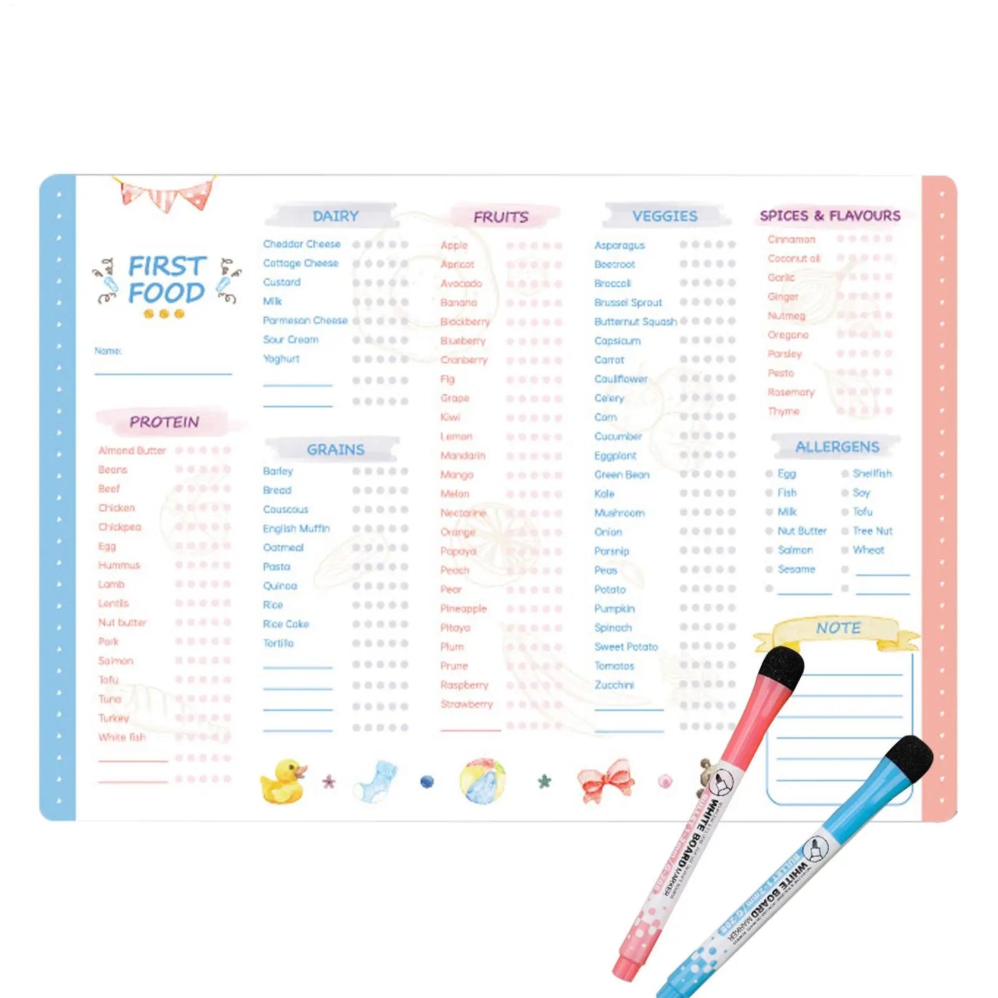 Magnetic First Foods Chart for Babies and Toddlers
