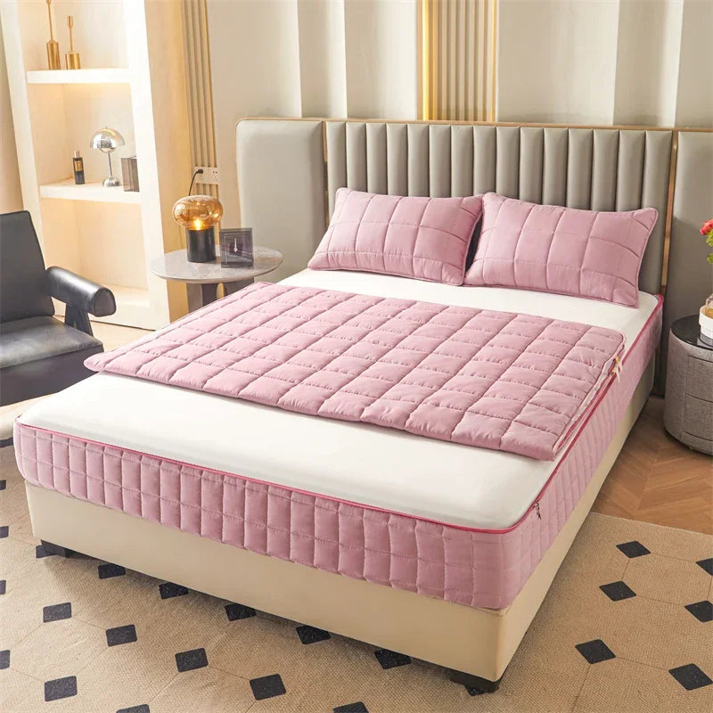 Fully Enclosed Thickened Fitted Sheet With Zip Off Top