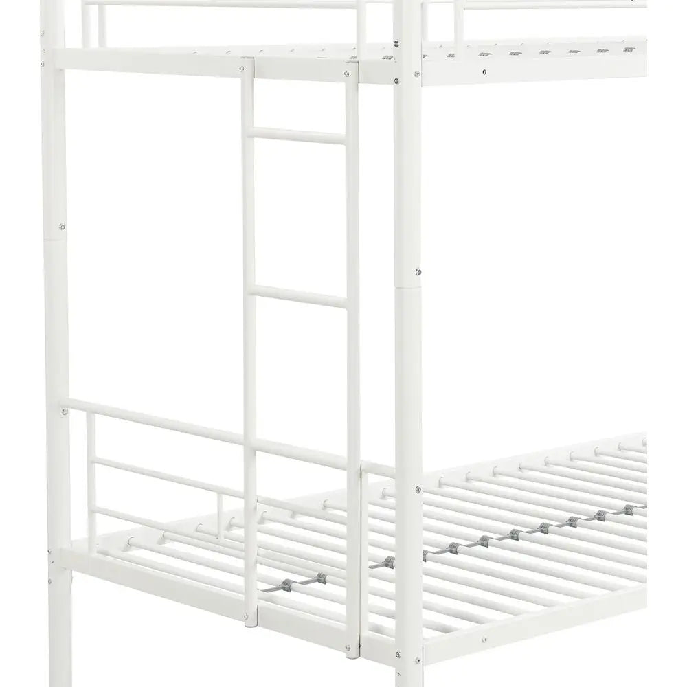 Compact Twin Metal Bunk Bed with Trundle: Durable Steel Frame for Kids' Rooms - High Capacity, Quiet for Active Children