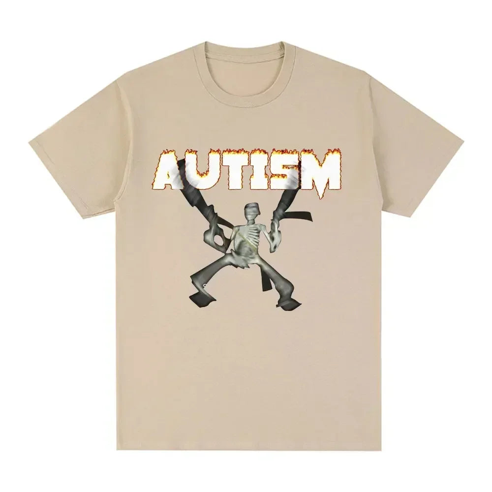 Autism Skeleton Meme T Shirt Funny Skull Fashion Unisex