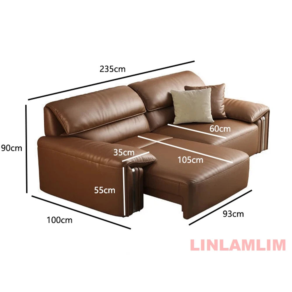 MINGDIBAOCN Modern Convertible Genuine Leather Sofa Bed With Electric Sleeper
