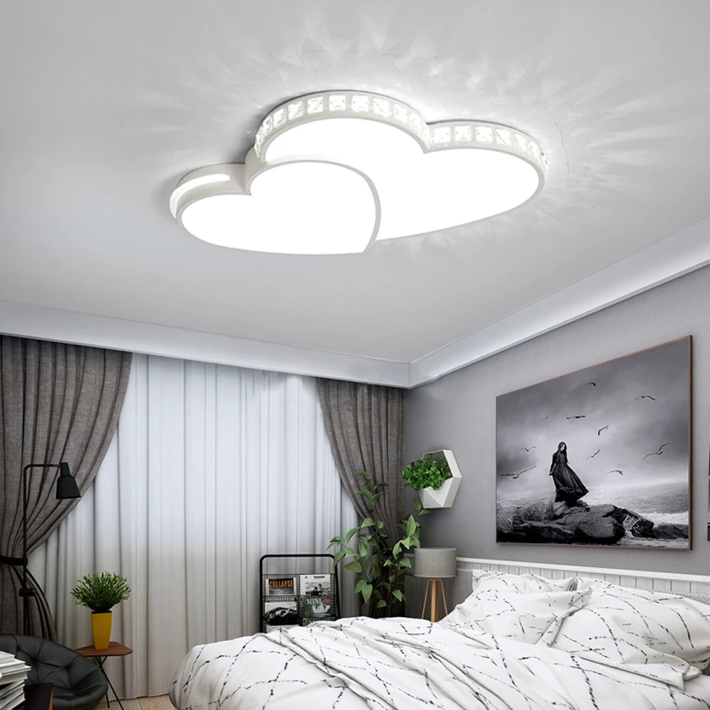 Modern Heart Shaped Ceiling Light Crystal LED Flush Mount Kids