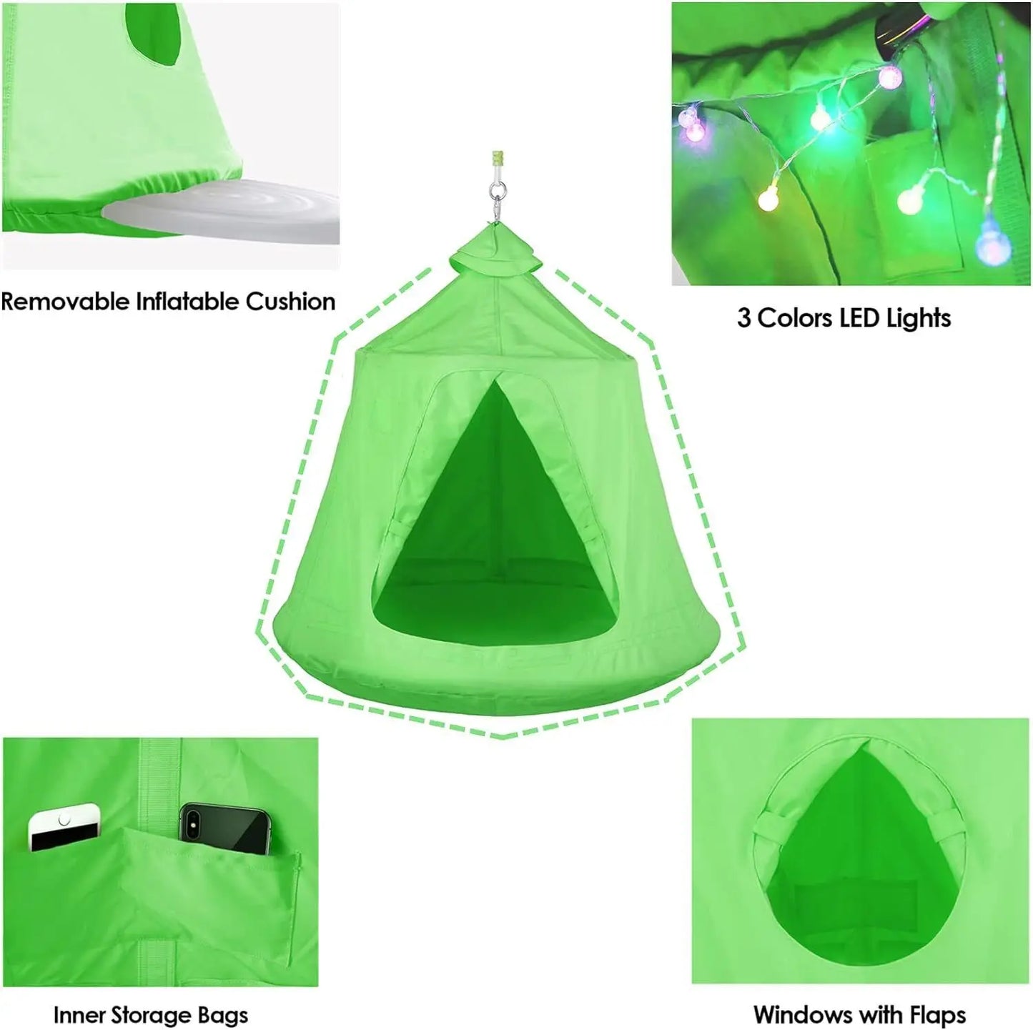 Hammock Chair Stand With Swing Chair And LED Lights