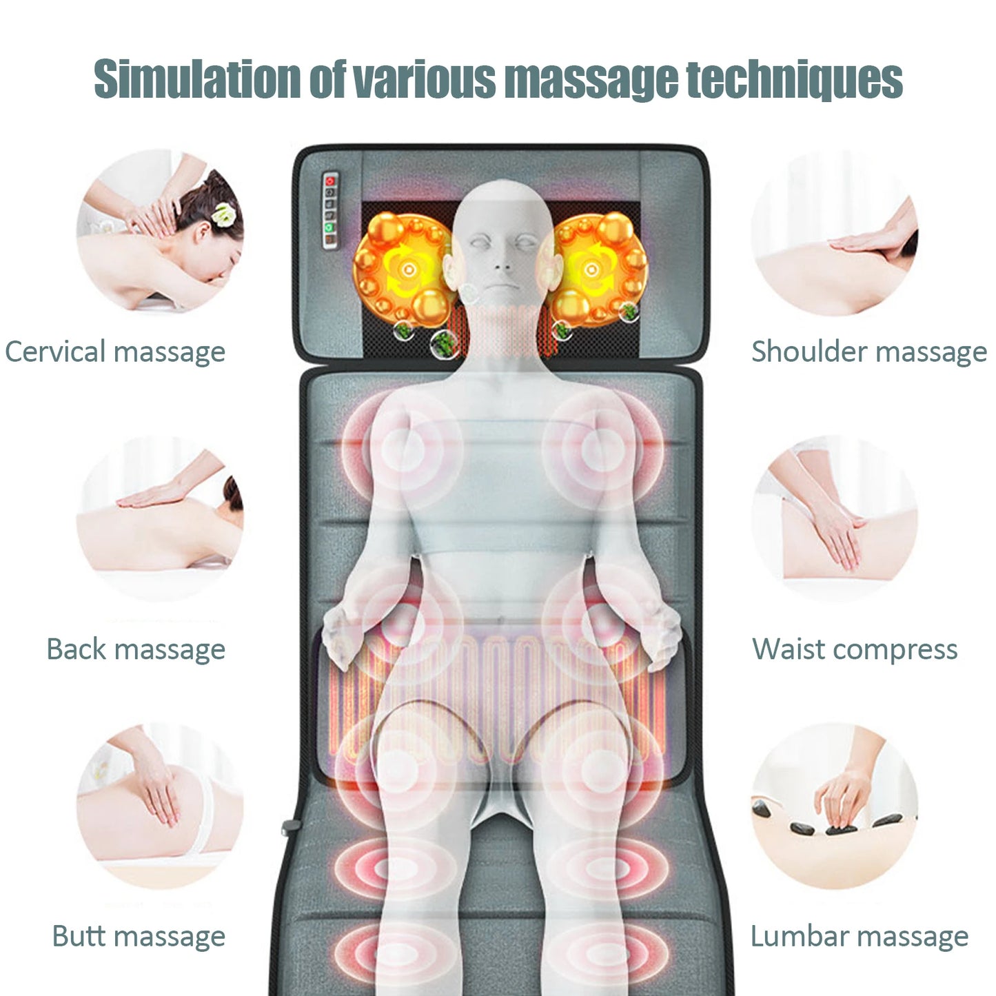Full Body Massage Mat Lightweight Whole Body Electric Vibrating Mat Multifunctional Electric Bed Massager Tool for Back Neck Hip