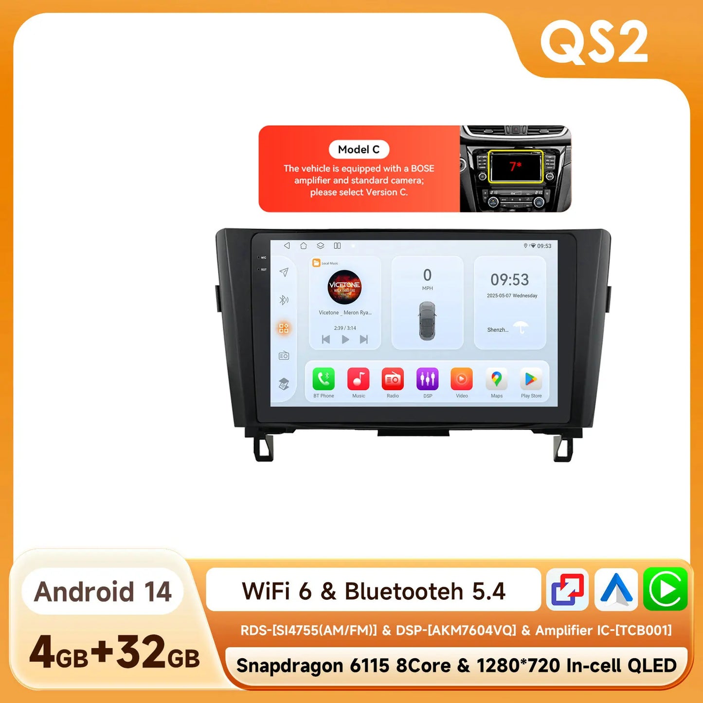 6115 Android 14 Auto Car radio For Nissan Qashqai 2 J11 X-Trail X Trail 3 T32 Rogue multimedia player 4G Carplay 2din Autoradio