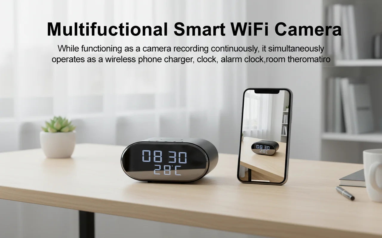 4K Ultra HD Clock Camera WiFi Indoor Security Camera With Alarm