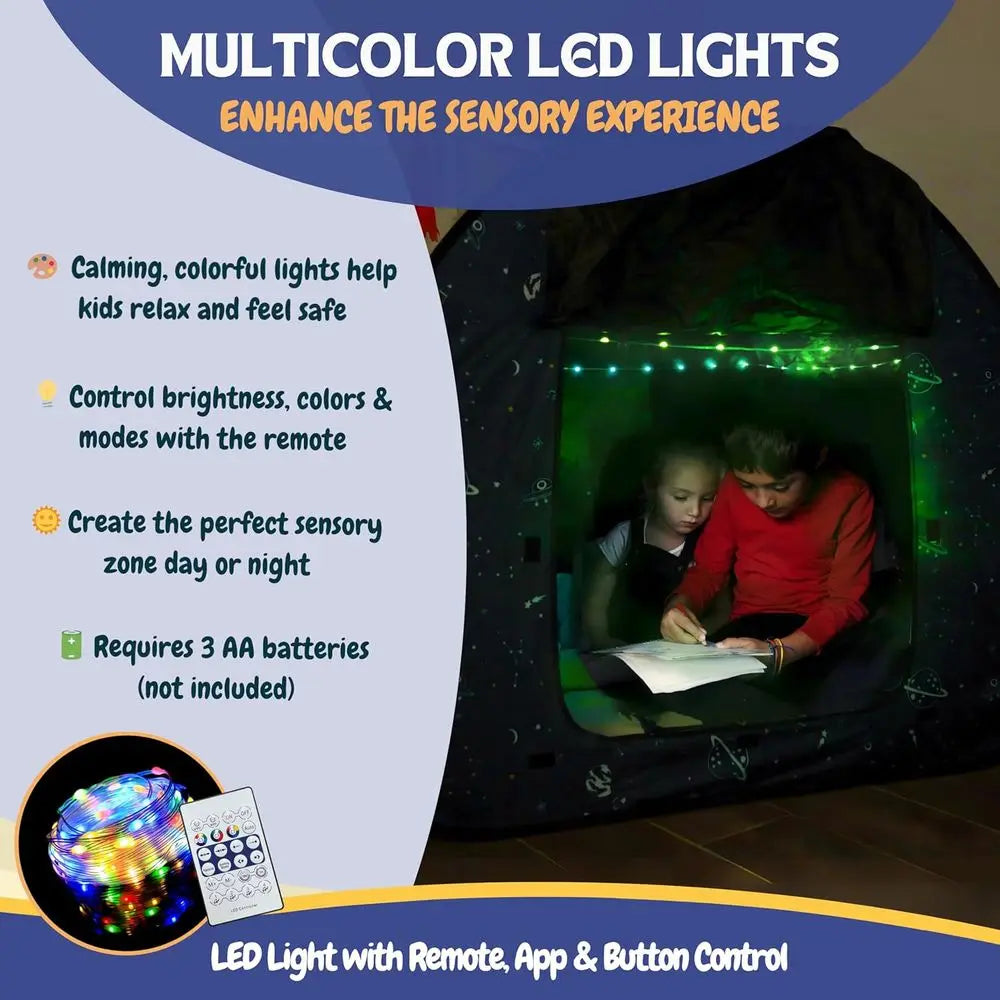 OLOEY Sensory Tent for Kids with LED Lights and Remote Blackout Pop Up