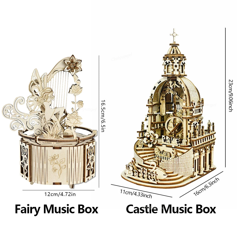 Yunhuisheng Castle Music Box 3D Wooden Puzzle Kit For Ages