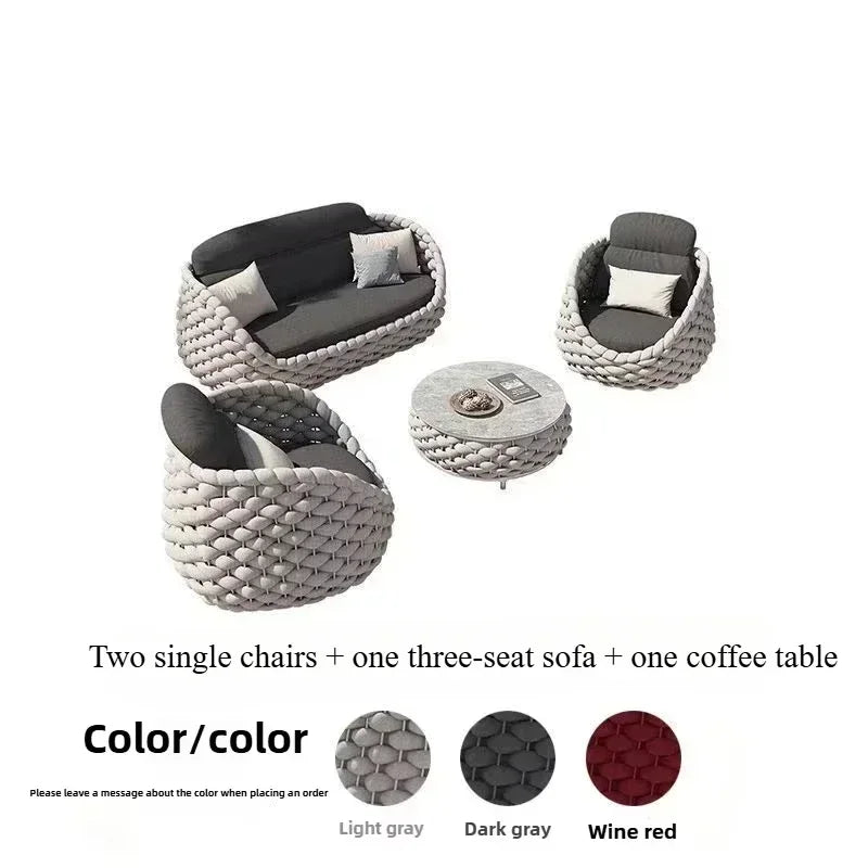 All Weather Rattan Outdoor Sofa Set For Villa Balcony Patio
