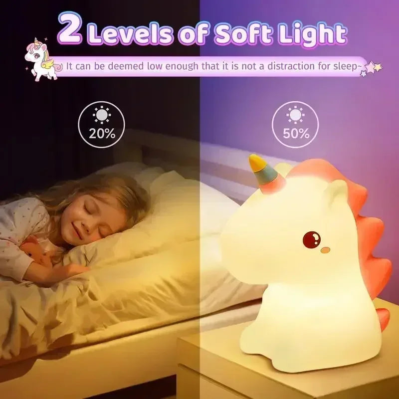 Soft Light Unicorn Silicone Lamp – Eye Protection Toddler Bedside Light