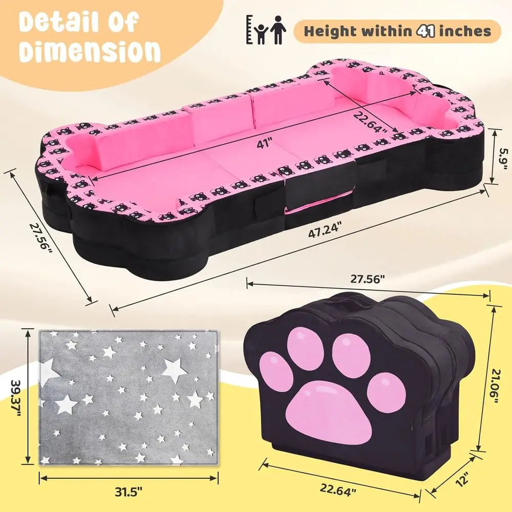 Portable Child Travel Bed with Removable Washable Cover, Soft and Safe for Toddlers