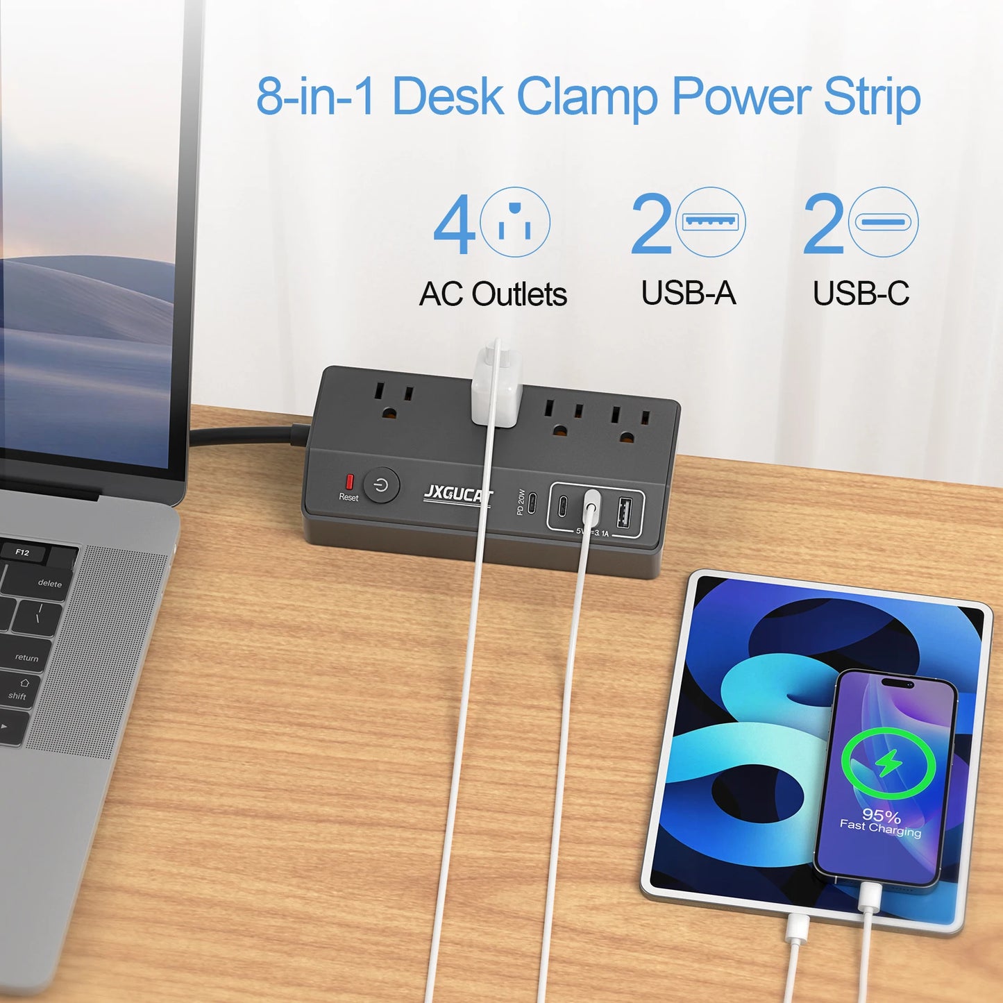 Removable Fast Charging USB Desktop Power Strip Surge Protector