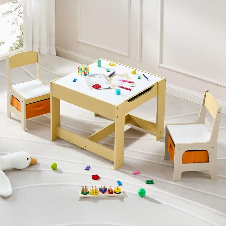 Zhuxiang 3 In 1 Wooden Activity Table And Chair Set