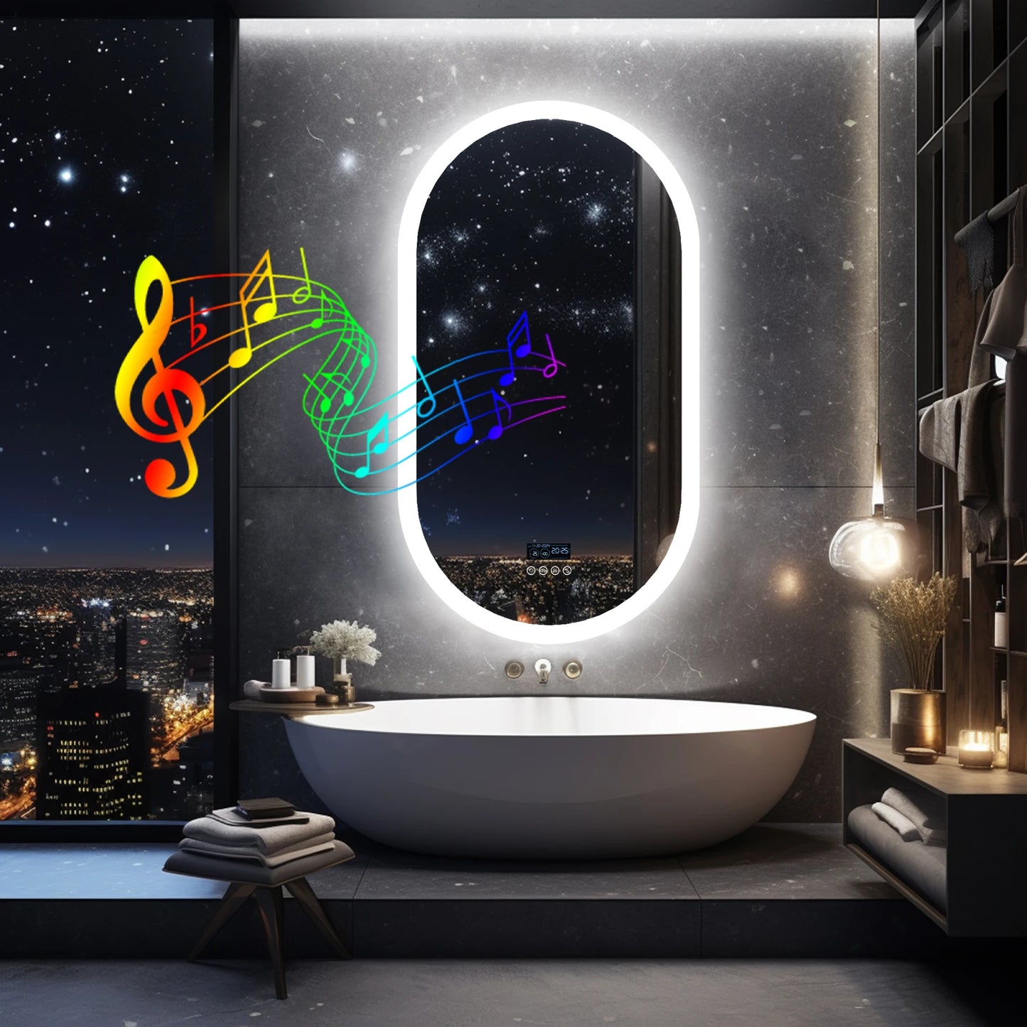 LUVODI Lighted Bluetooth Bathroom Mirror With LED Backlit Anti Fog