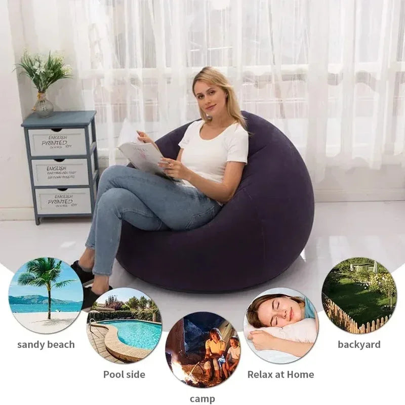 Inflatable Lazy Sofa Lounger Chair PVC Cushioned Bean Bag Couch