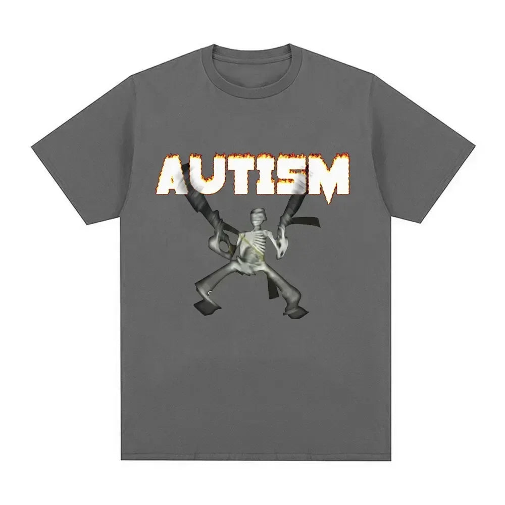Autism Skeleton Meme T Shirt Funny Skull Fashion Unisex