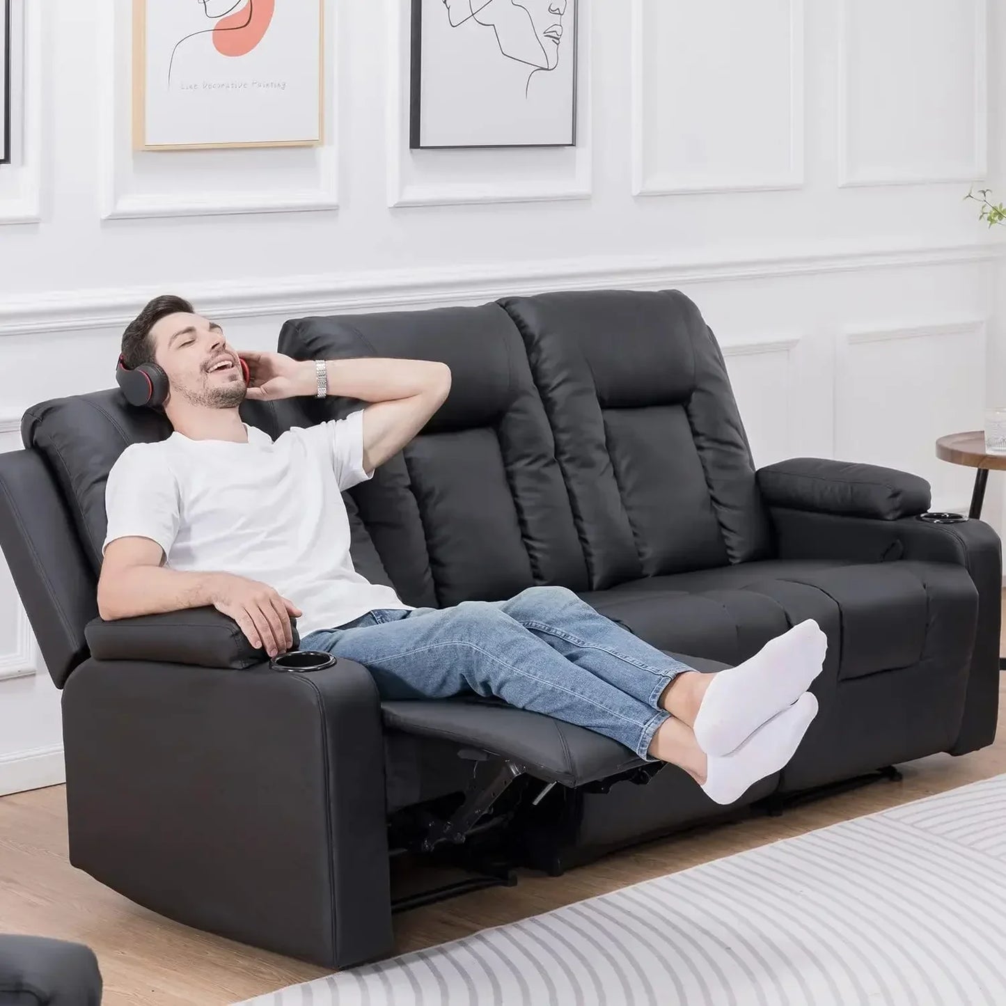 Leather Recliner Living Room Furniture Set With Sofa And Loveseat