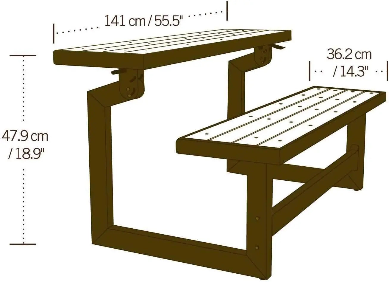 Lifetime 60054 Convertible Bench Table With Faux Wood Construction