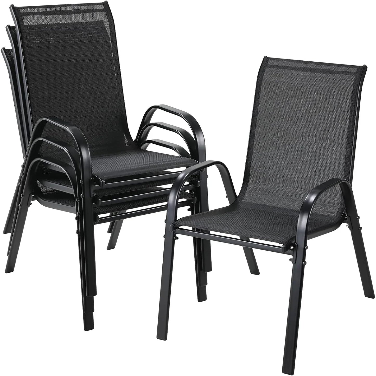 4Pack Steel Iron Teslin Fabric Folding High Back Garden Chairs