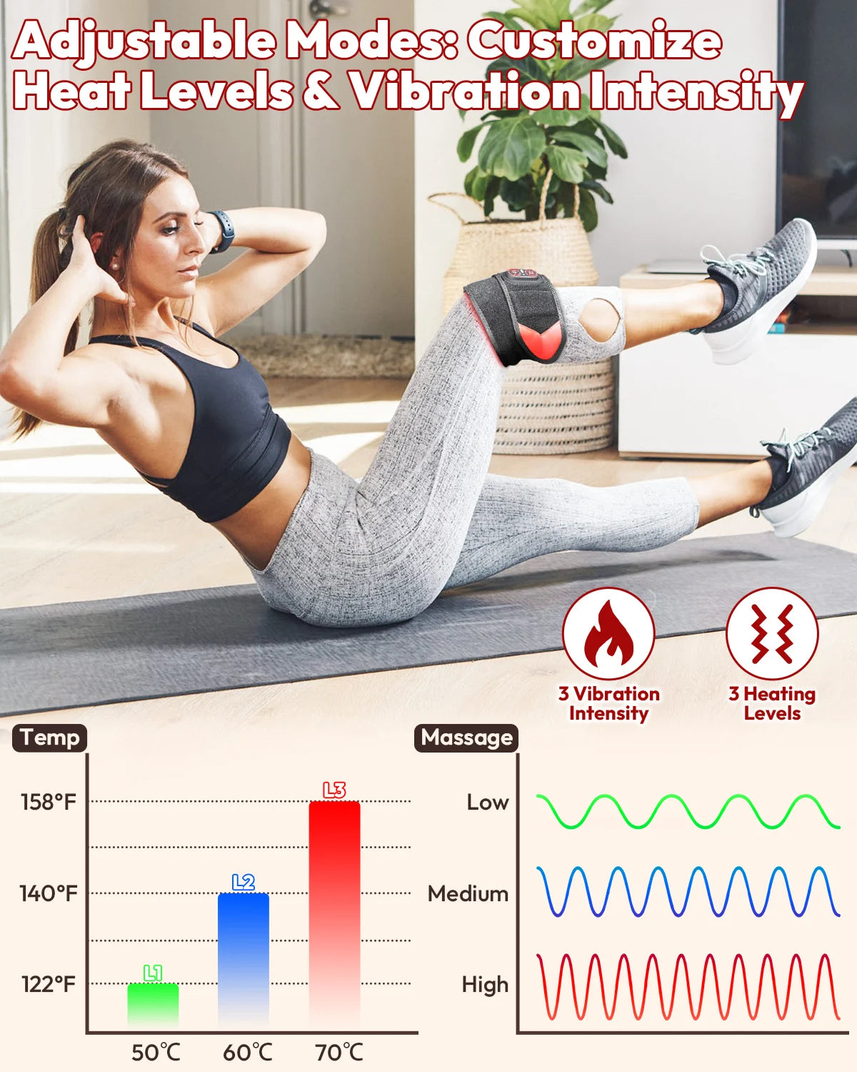 Infrared LED Red Light Therapy Wrap With Heat And Vibration