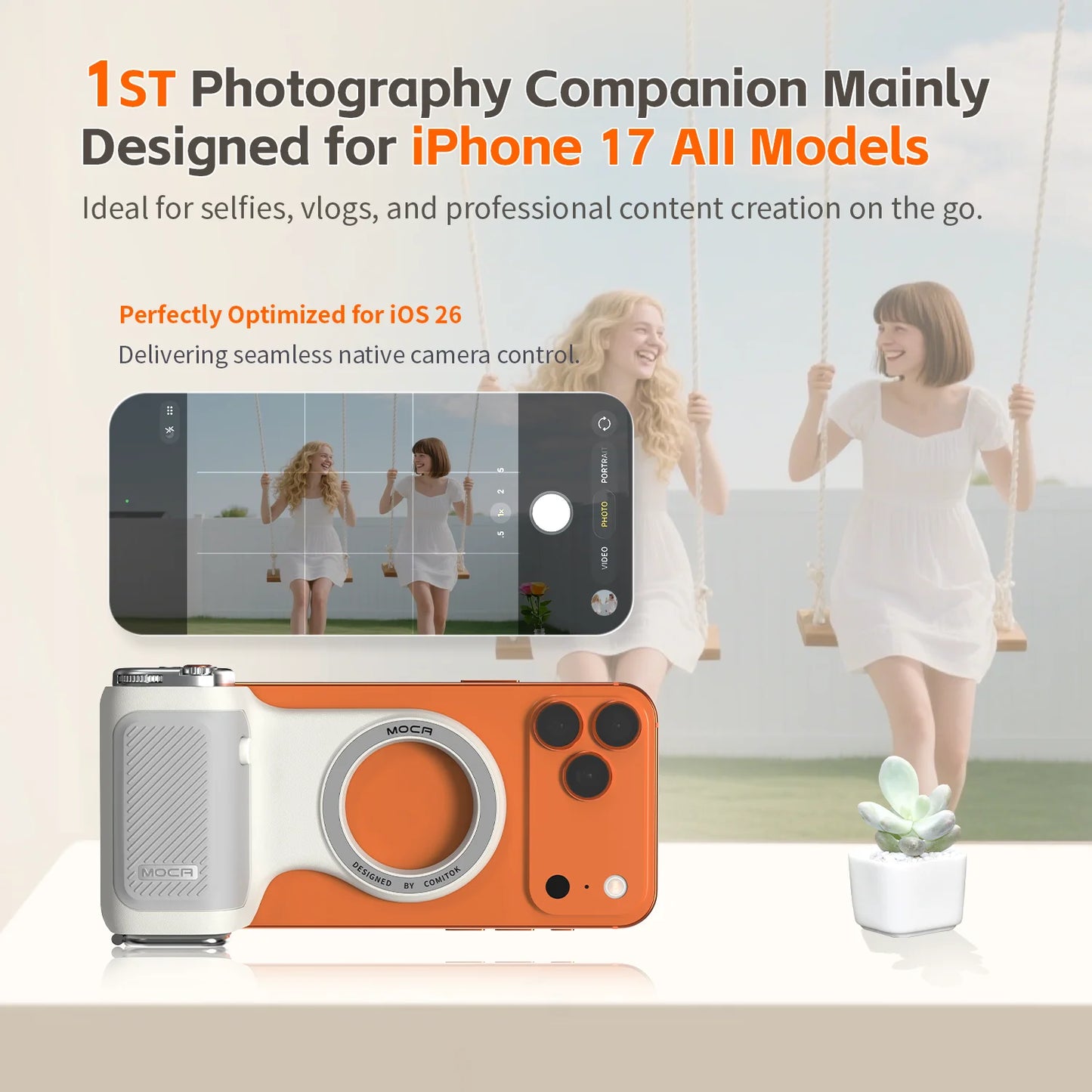COMITOK Magnetic Camera Grip With Remote For iPhone And Android